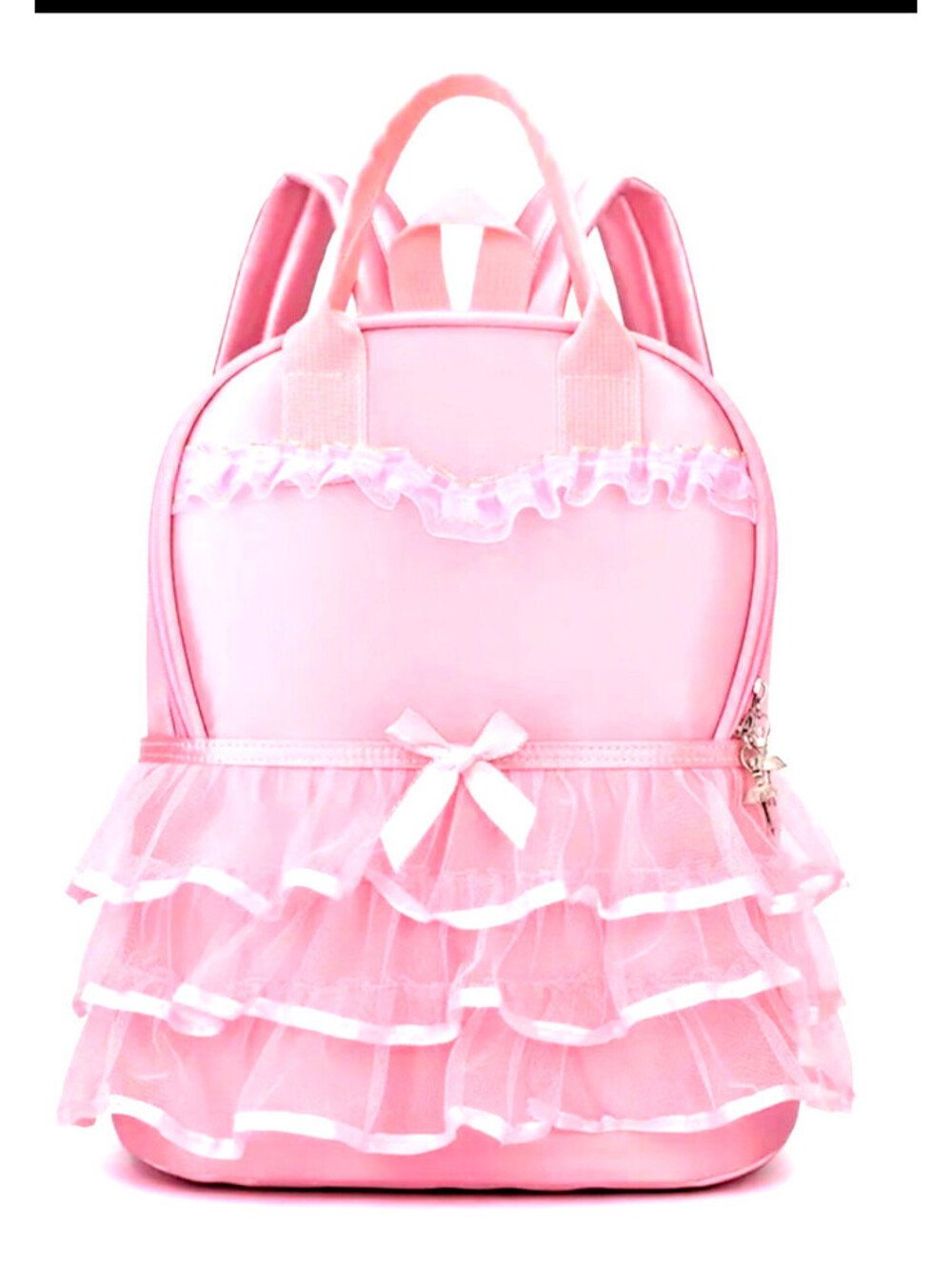 Pink Dance Bag Backpack Zip Closure Ruffle Bow Top Ballerina